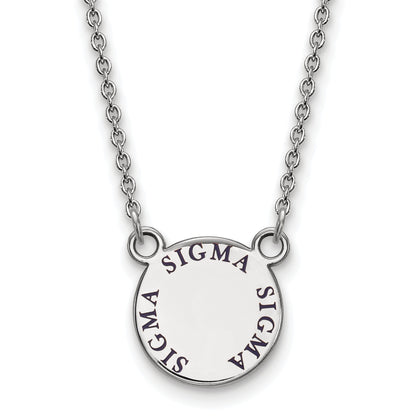 Sterling Silver Rhodium Plated Logoart Sigma Sorority Text Small Color Enamel Pendant 18 Inch Necklace