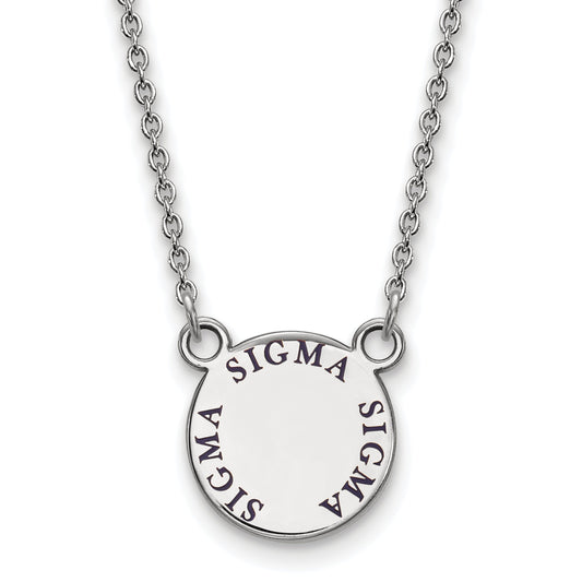 Sterling Silver Rhodium Plated Logoart Sigma Sorority Text Small Color Enamel Pendant 18 Inch Necklace