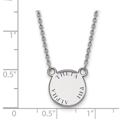 Sterling Silver Rhodium Plated Logoart Theta Phi Alpha Sorority Text Small Color Enamel Pendant 18 Inch Necklace