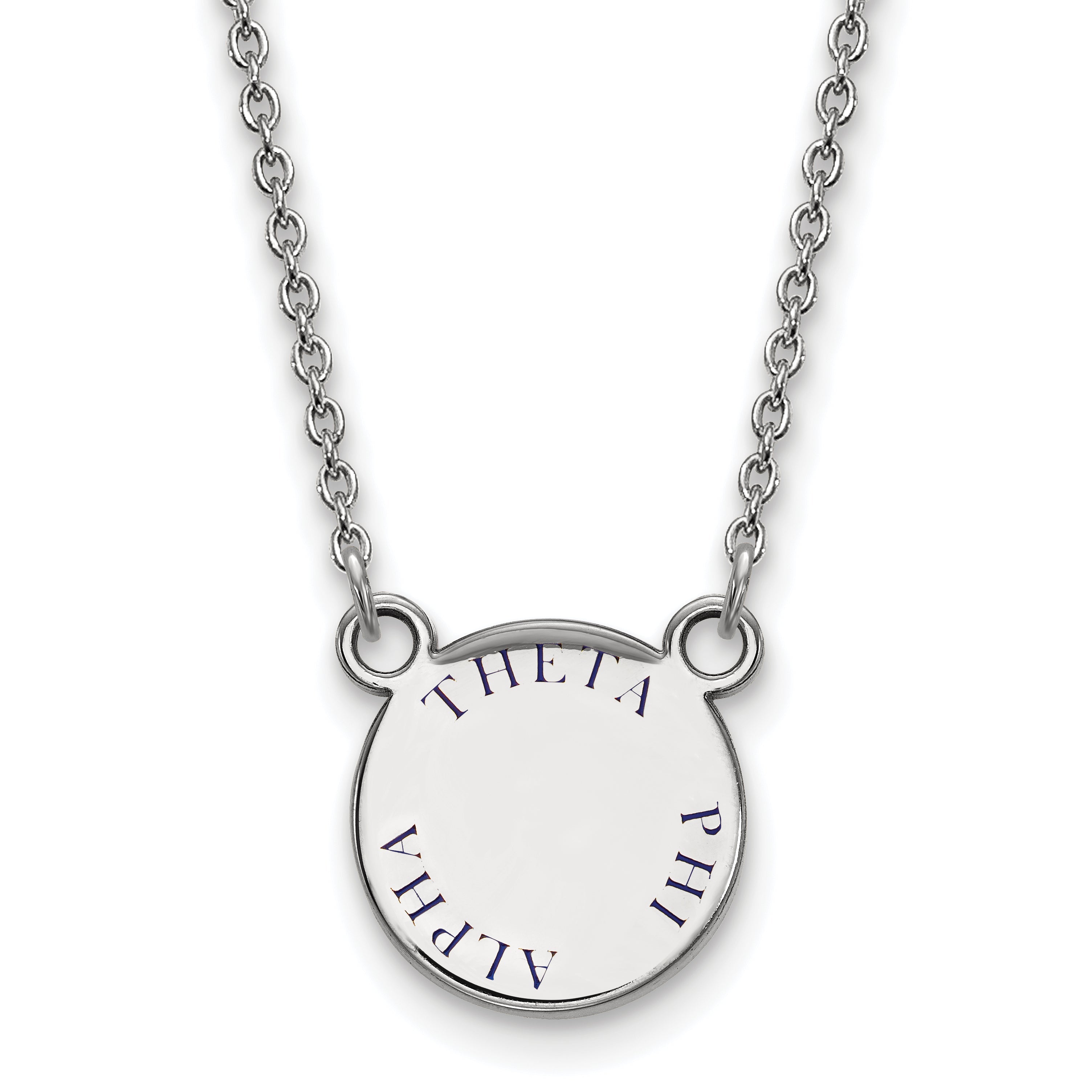 Sterling Silver Rhodium Plated Logoart Theta Phi Alpha Sorority Text Small Color Enamel Pendant 18 Inch Necklace