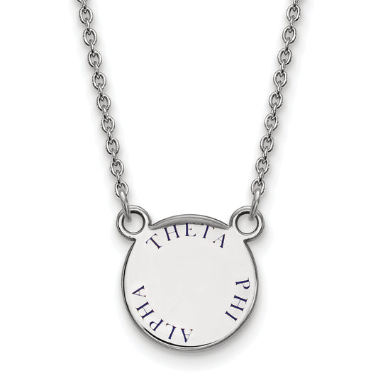 Sterling Silver Rhodium Plated Logoart Theta Phi Alpha Sorority Text Small Color Enamel Pendant 18 Inch Necklace