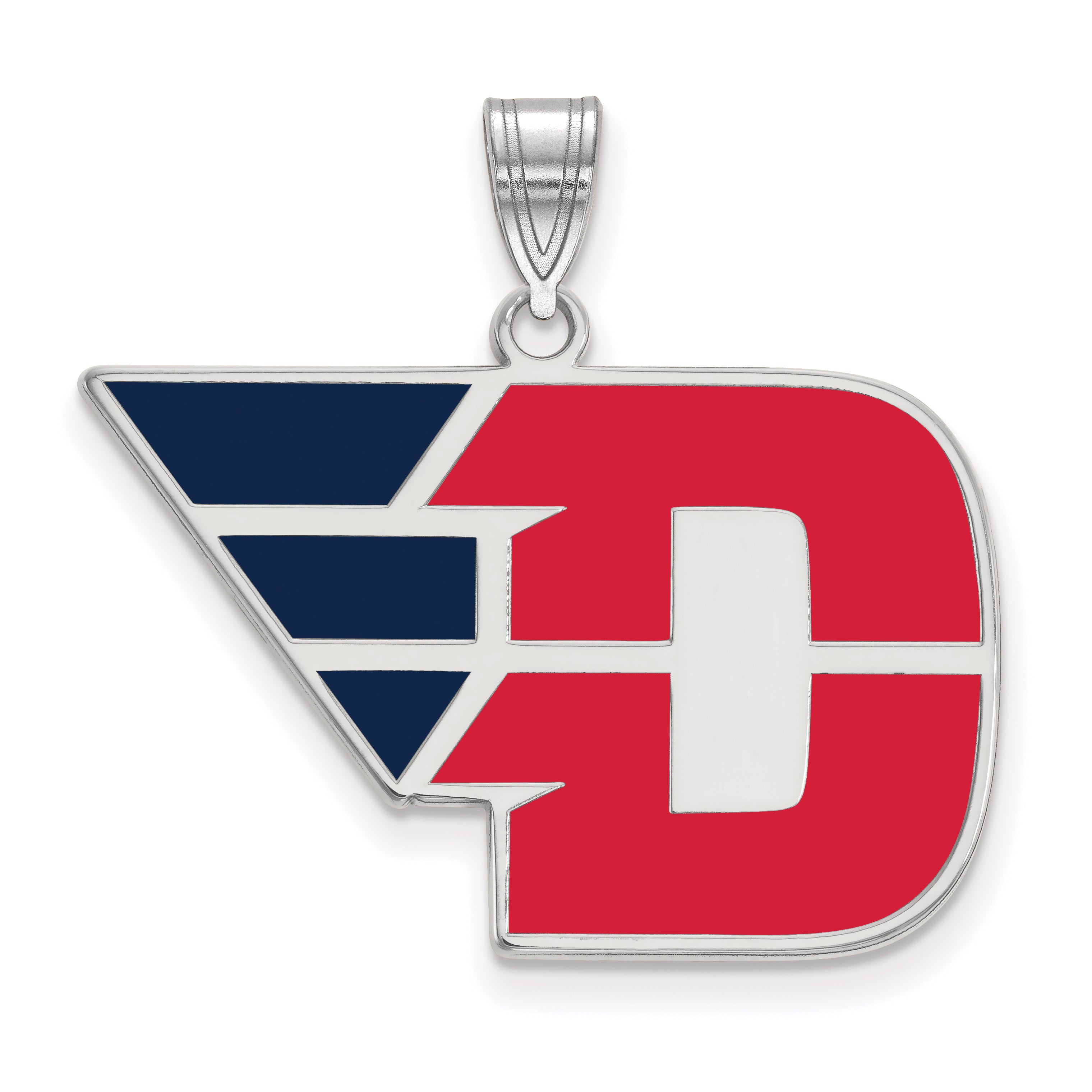 Sterling Silver Rhodium Plated Logoart University Of Dayton Large Enameled Pendant