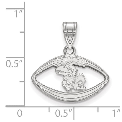 Sterling Silver Rhodium Plated Logoart University Of Kansas Jayhawk Football Pendant