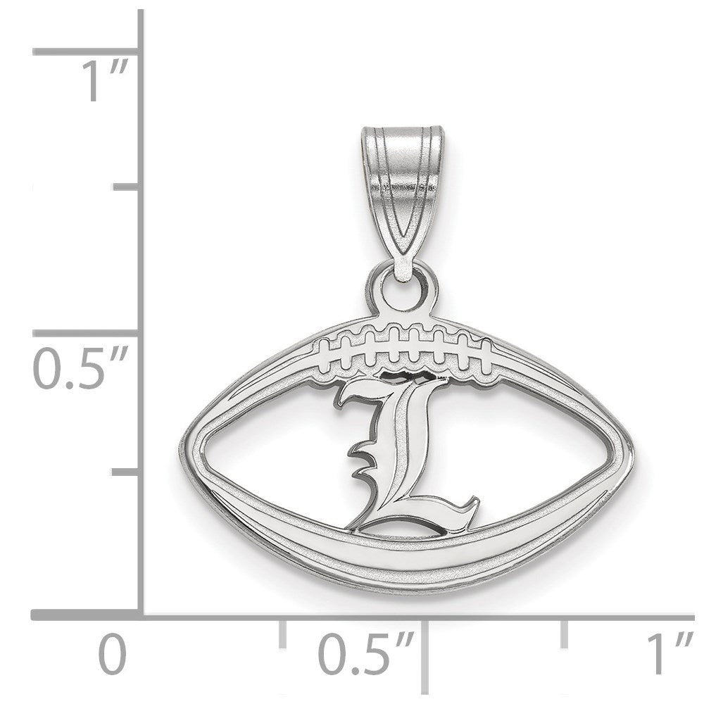 Sterling Silver Rhodium Plated Logoart University Of Louisville Letter L Football Pendant