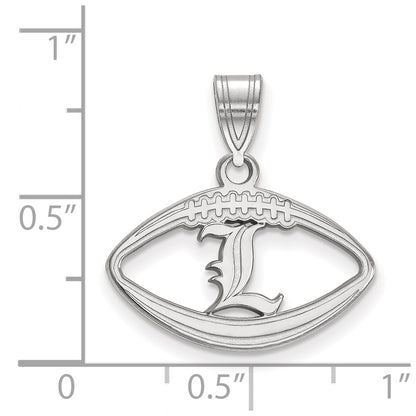 Sterling Silver Rhodium Plated Logoart University Of Louisville Letter L Football Pendant