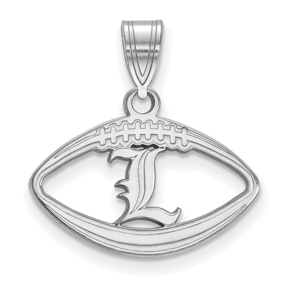Sterling Silver Rhodium Plated Logoart University Of Louisville Letter L Football Pendant