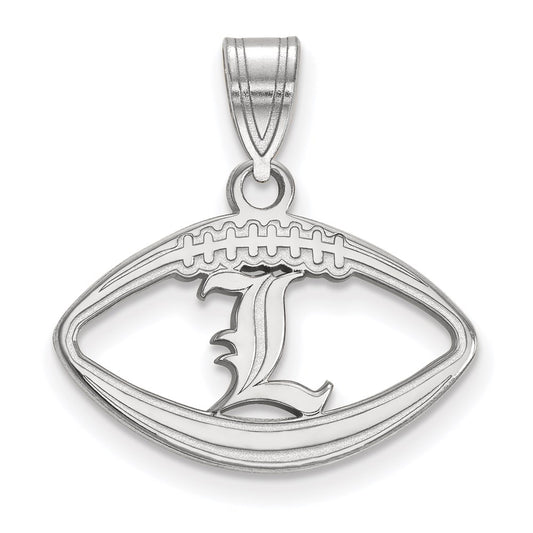 Sterling Silver Rhodium Plated Logoart University Of Louisville Letter L Football Pendant