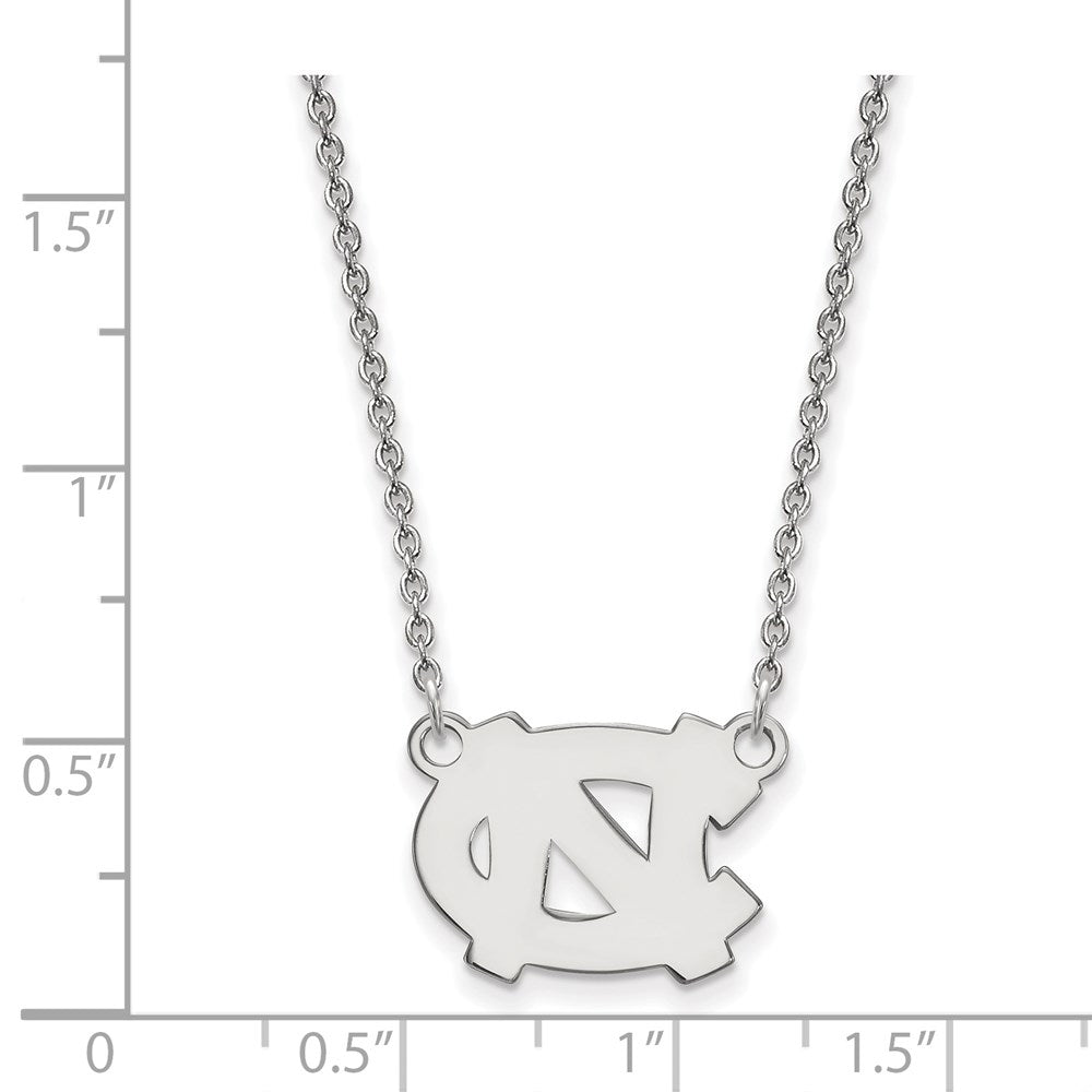 Sterling Silver Rhodium Plated Logoart University Of North Carolina N C Small Pendant 18 Inch Necklace