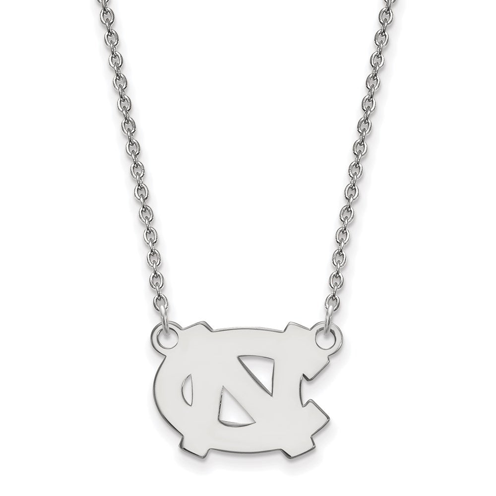 Sterling Silver Rhodium Plated Logoart University Of North Carolina N C Small Pendant 18 Inch Necklace