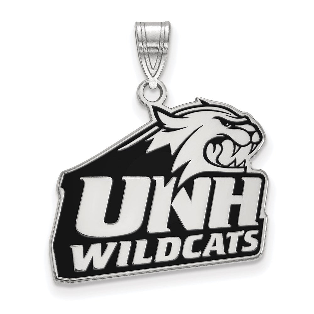 Sterling Silver Rhodium Plated Logoart University Of New Hampshire Large Enameled Pendant