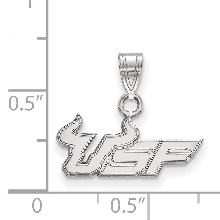 Sterling Silver Rhodium Plated Logoart University Of South Florida U S F Small Pendant