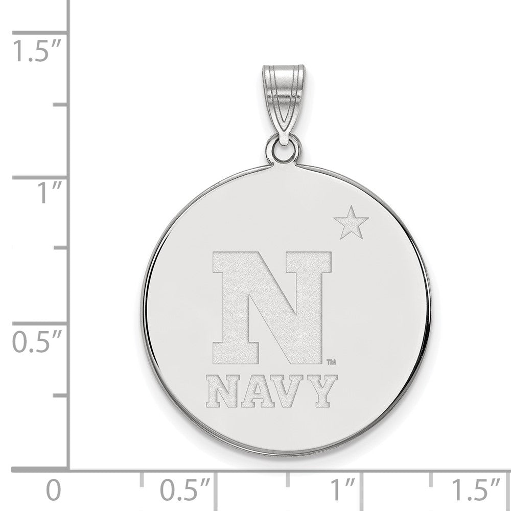 10K White Gold Logoart Us Naval Academy Extra Large Disc Pendant