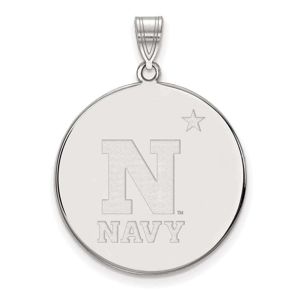 10K White Gold Logoart Us Naval Academy Extra Large Disc Pendant