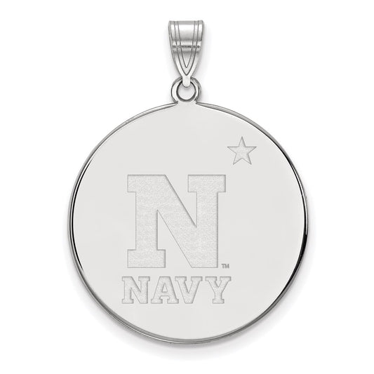 10K White Gold Logoart Us Naval Academy Extra Large Disc Pendant
