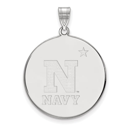 14K White Gold Logoart Us Naval Academy Extra Large Disc Pendant