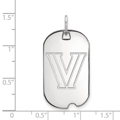 Sterling Silver Rhodium Plated Logoart Villanova University Letter V Small Dog Tag Pendant