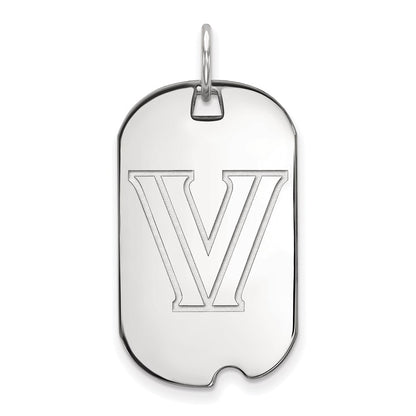 10K White Gold Logoart Villanova University Letter V Small Dog Tag Pendant