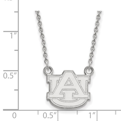 Sterling Silver Rhodium Plated Logoart Auburn University Small Pendant 18 Inch Necklace