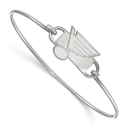 Sterling Silver Rhodium Plated Nhl Logoart St. Louis Blues Small Center 7 Inch Wire Bangle