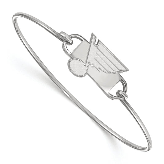 Sterling Silver Rhodium Plated Nhl Logoart St. Louis Blues Small Center 7 Inch Wire Bangle