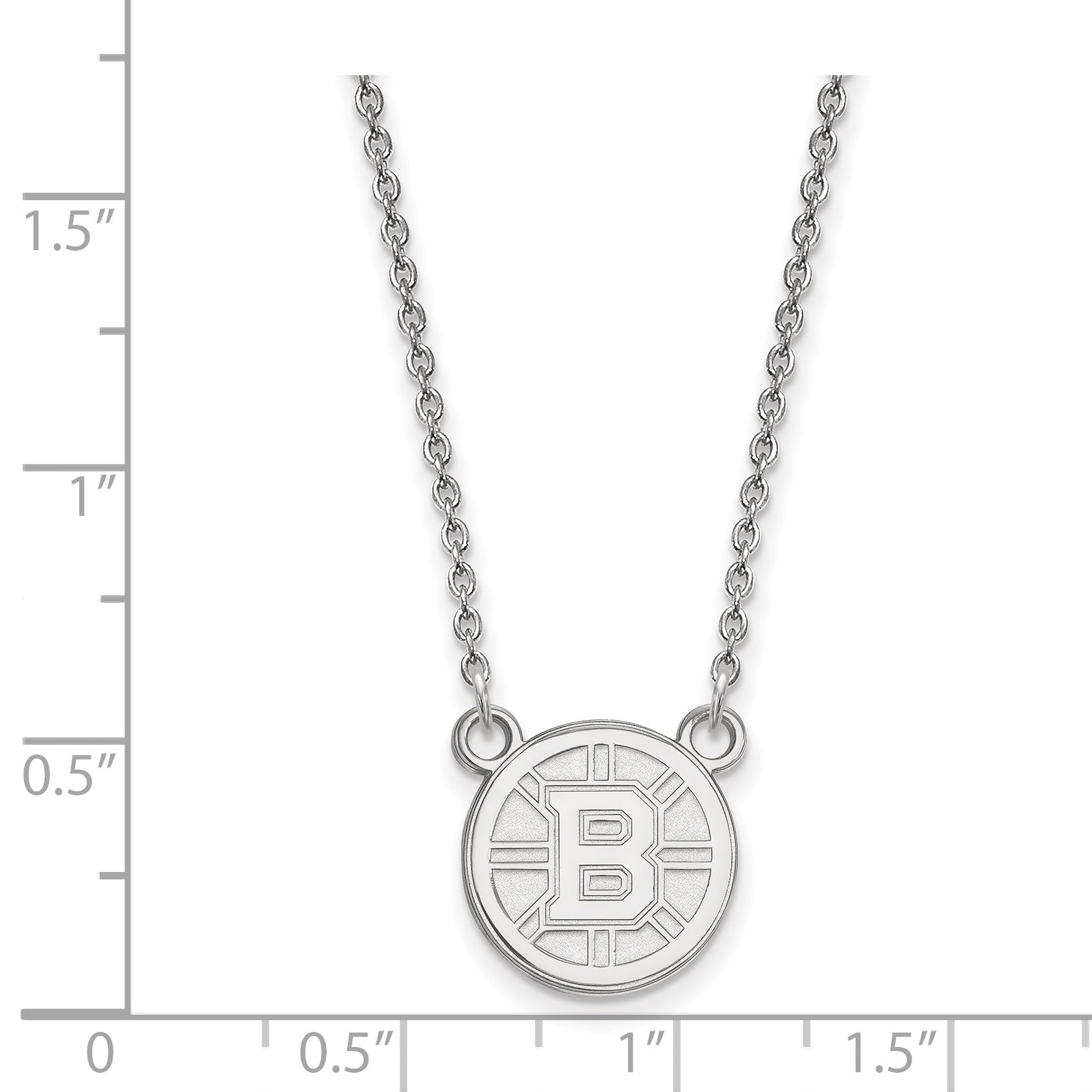 Sterling Silver Rhodium Plated Nhl Logoart Boston Bruins Small Pendant 18 Inch Necklace