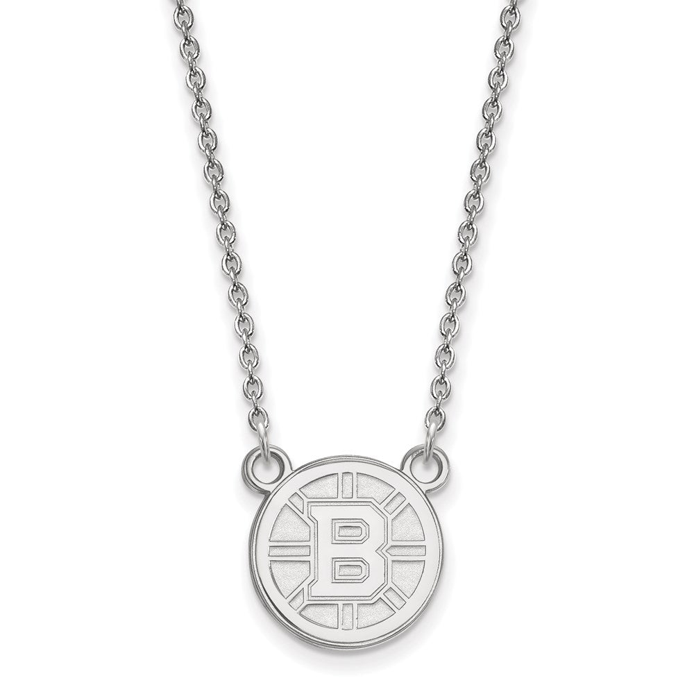 10K White Gold Nhl Logoart Boston Bruins Small Pendant 18 Inch Necklace