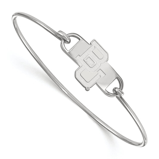 Sterling Silver Rhodium Plated Logoart Baylor University Bears Small Center 7 Inch Wire Bangle