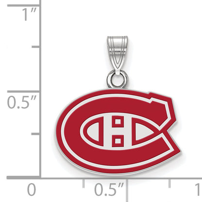 Sterling Silver Rhodium Plated Nhl Logoart Montreal Canadiens Small Enameled Pendant
