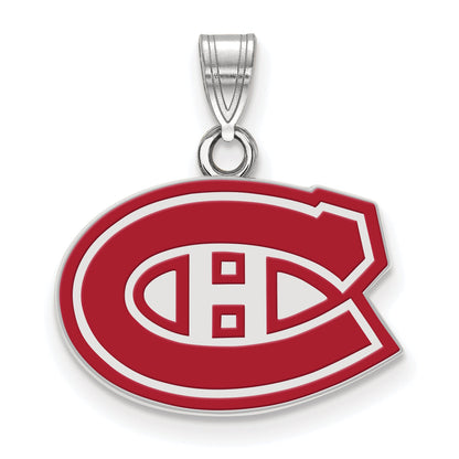 Sterling Silver Rhodium Plated Nhl Logoart Montreal Canadiens Small Enameled Pendant