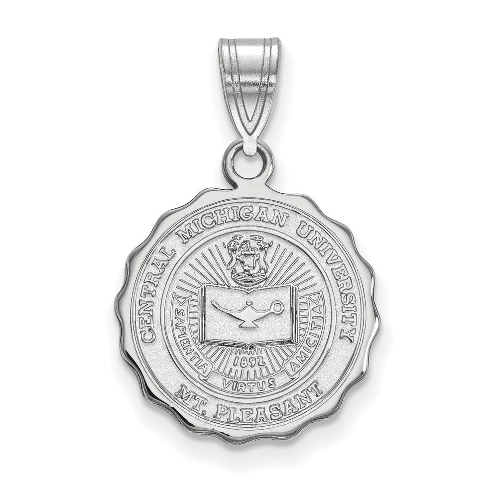 Sterling Silver Rhodium Plated Logoart Central Michigan University Medium Crest Pendant