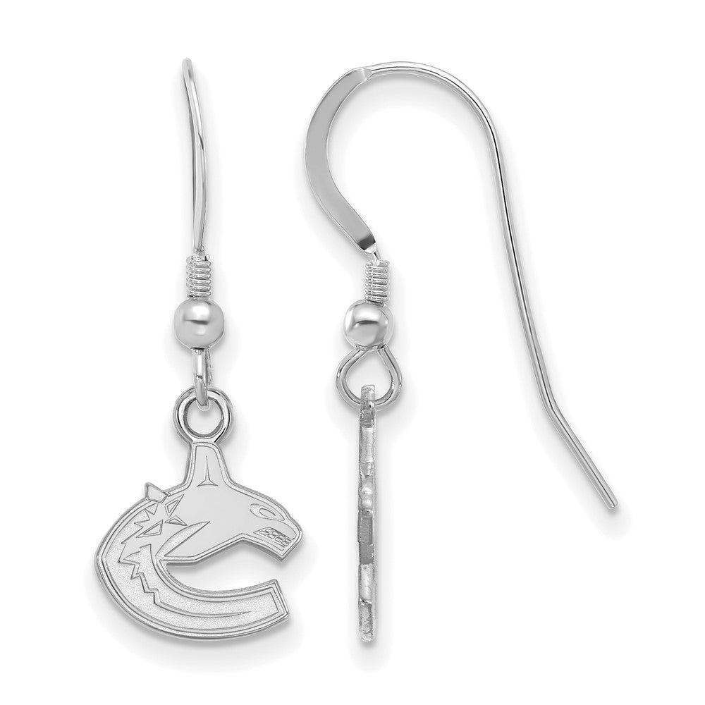 Sterling Silver Rhodium Plated Nhl Logoart Vancouver Canucks Extra Small Dangle Wire Earrings