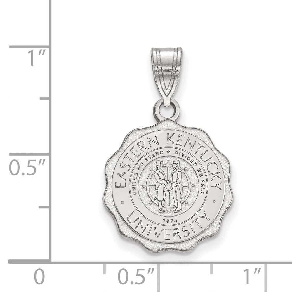 Sterling Silver Rhodium Plated Logoart Eastern Kentucky University Medium Crest Pendant