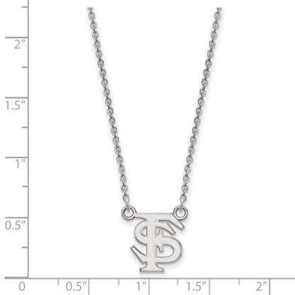 Sterling Silver Rhodium Plated Logoart Florida State University F S Small Pendant 18 Inch Necklace