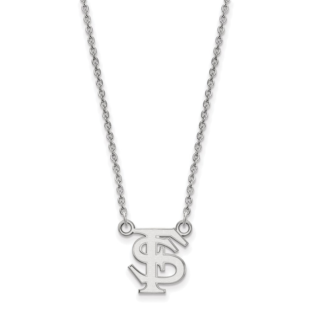14K White Gold Logoart Florida State University F S Small Pendant 18 Inch Necklace