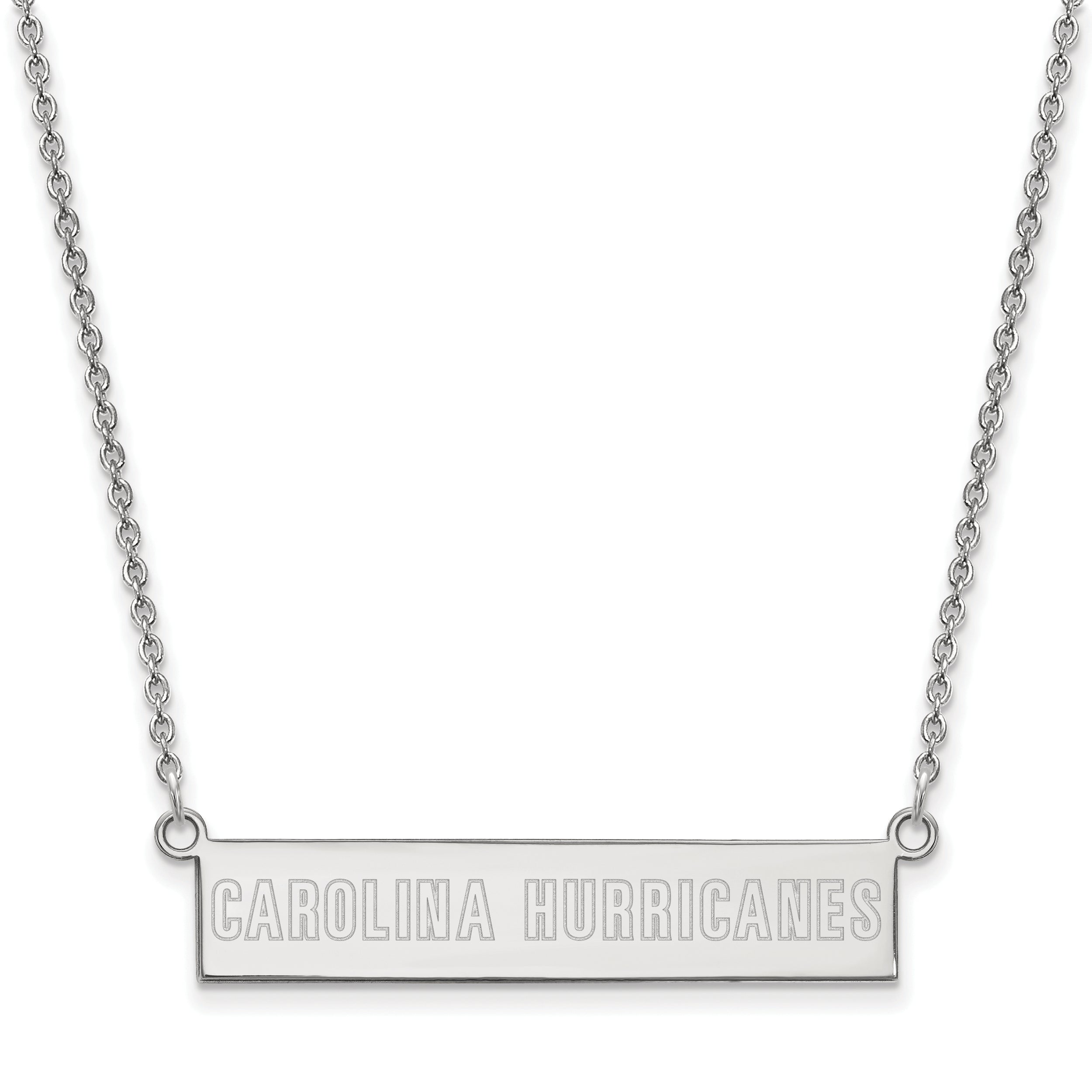 Sterling Silver Rhodium Plated Nhl Logoart Carolina Hurricanes Small Bar 18 Inch Necklace