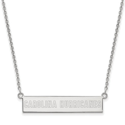 Sterling Silver Rhodium Plated Nhl Logoart Carolina Hurricanes Small Bar 18 Inch Necklace