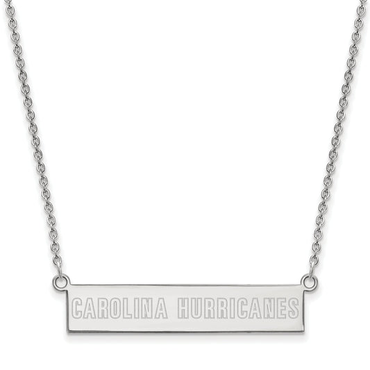 Sterling Silver Rhodium Plated Nhl Logoart Carolina Hurricanes Small Bar 18 Inch Necklace