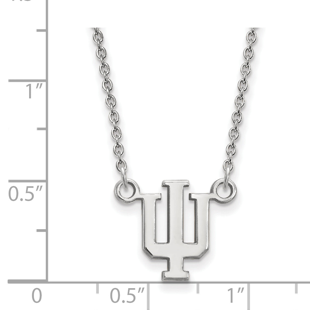 Sterling Silver Rhodium Plated Logoart Indiana University I U Small Pendant 18 Inch Necklace