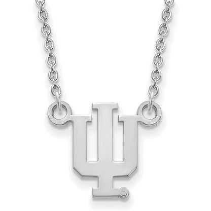 Sterling Silver Rhodium Plated Logoart Indiana University I U Small Pendant 18 Inch Necklace