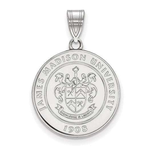 Sterling Silver Rhodium Plated Logoart James Madison University Large Crest Pendant