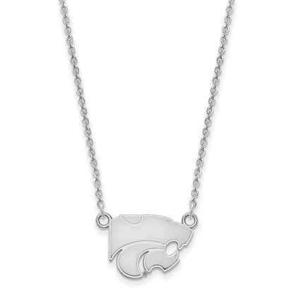 10K White Gold Logoart Kansas State University Wildcat Small Pendant 18 Inch Necklace