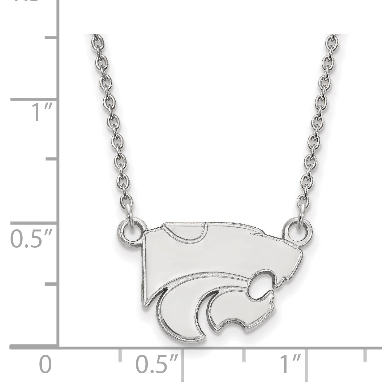 Sterling Silver Rhodium Plated Logoart Kansas State University Wildcat Small Pendant 18 Inch Necklace