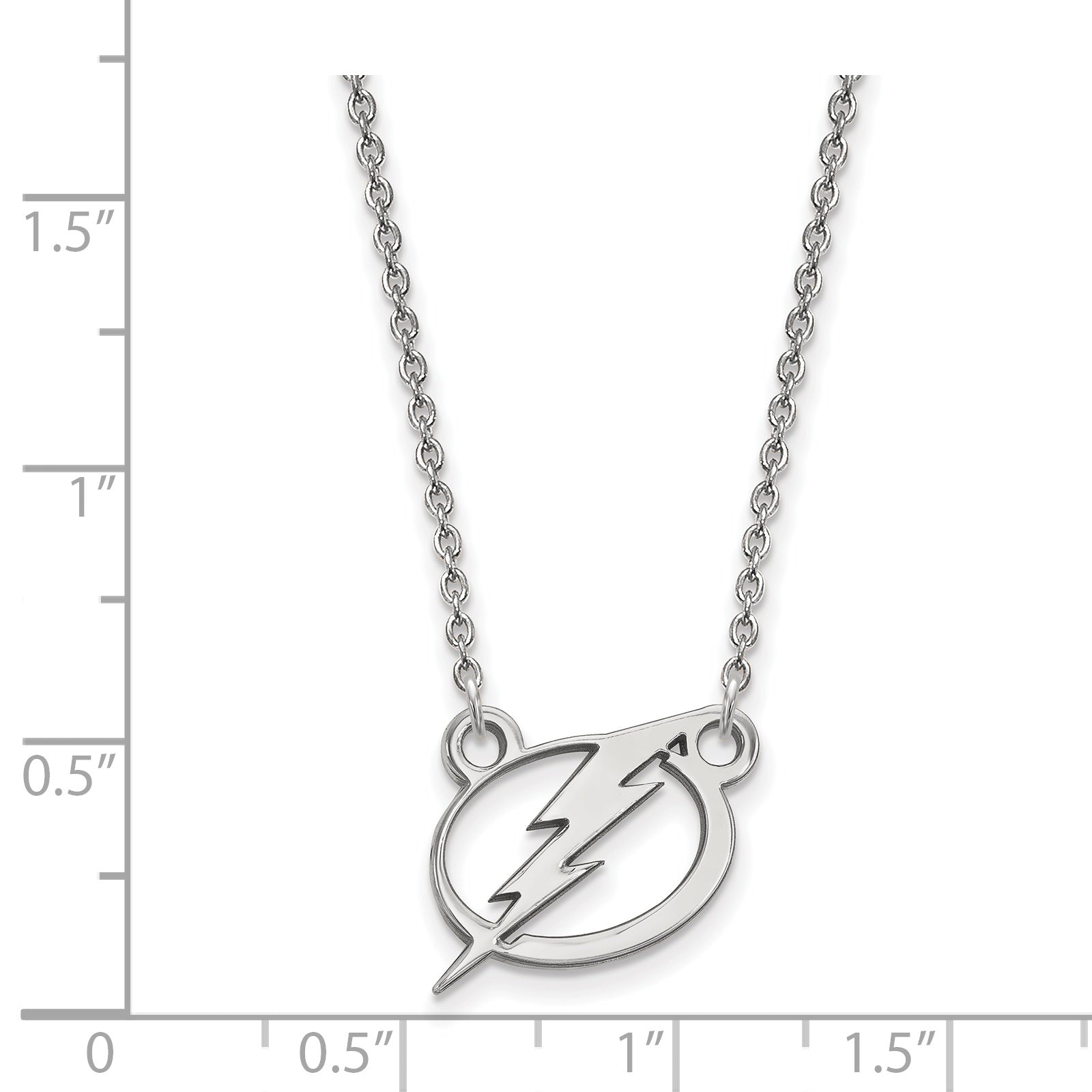 Sterling Silver Rhodium Plated Nhl Logoart Tampa Bay Lightning Small Pendant 18 Inch Necklace