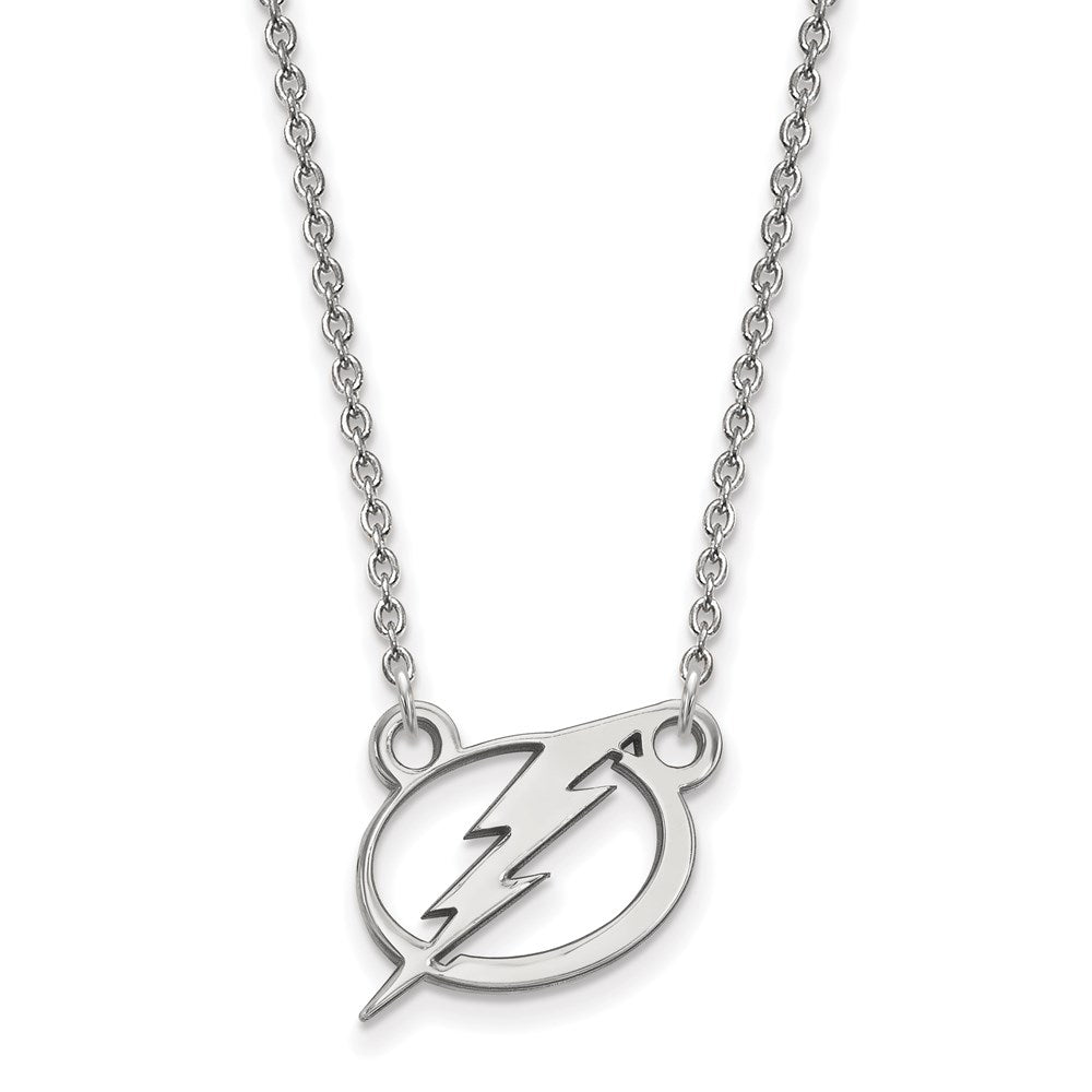 14K White Gold Nhl Logoart Tampa Bay Lightning Small Pendant 18 Inch Necklace