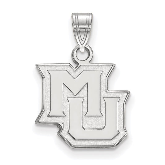 14K White Gold Logoart Marquette University M U Small Pendant