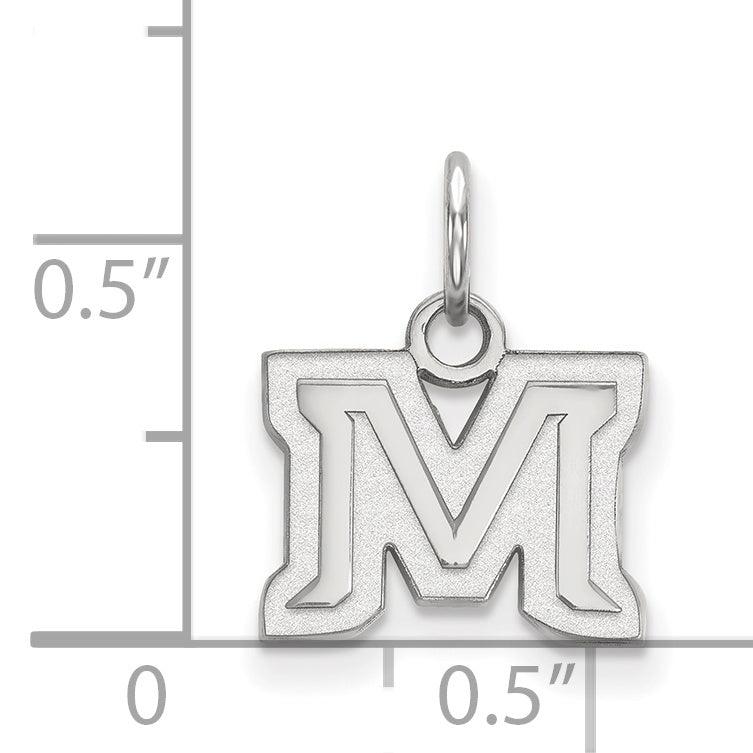 Sterling Silver Rhodium Plated Logoart Montana State University Letter M Extra Small Pendant