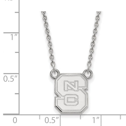 Sterling Silver Rhodium Plated Logoart North Carolina State University N C S Small Pendant 18 Inch Necklace