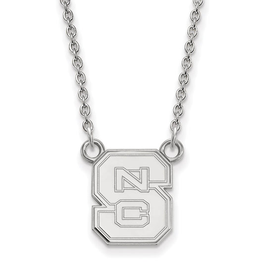 14K White Gold Logoart North Carolina State University N C S Small Pendant 18 Inch Necklace