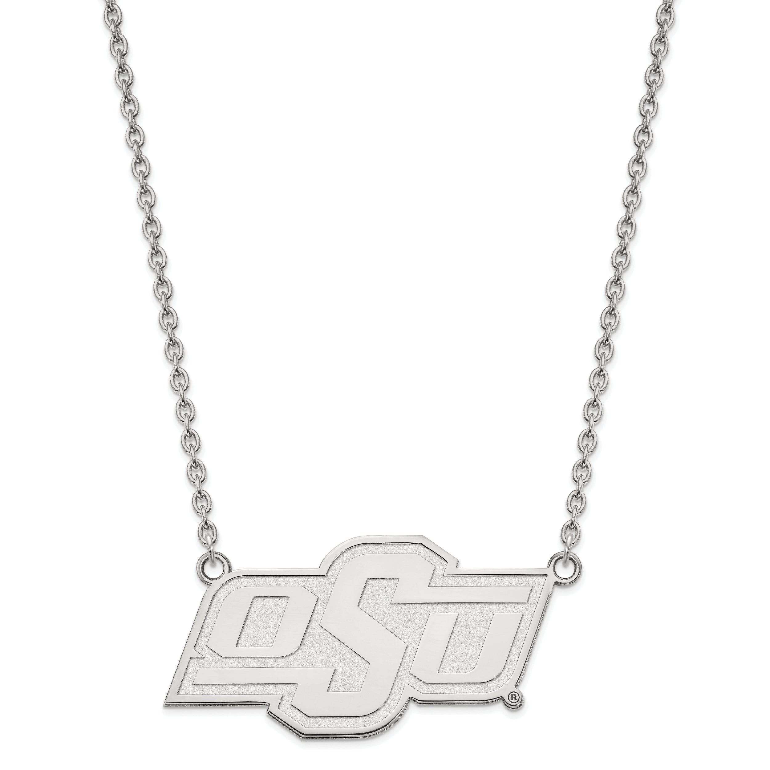 Sterling Silver Rhodium Plated Logoart Oklahoma State University O S U Large Pendant 18 Inch Necklace