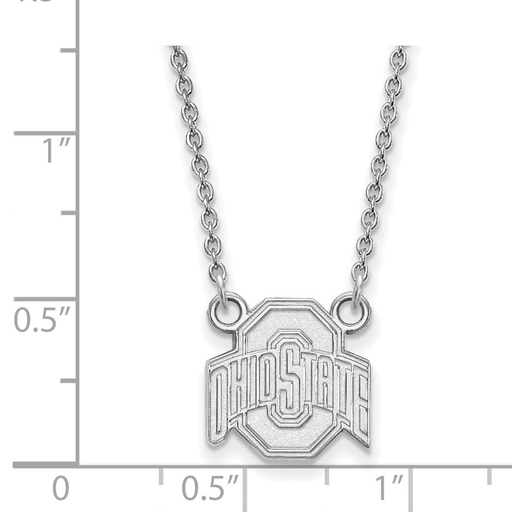 Sterling Silver Rhodium Plated Logoart The Ohio State University Small Pendant 18 Inch Necklace